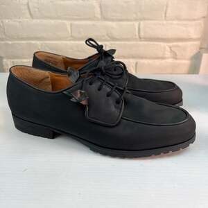 Enzo Angiolini Border Womens 9.5 M Black Leather Moc Toe Oxford Lug Sole Shoes